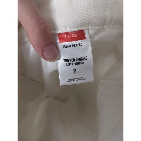 Express Women's White High Rise Skinny Straight Leg Crop Legging Jeans Size 2 - Picture 4 of 6